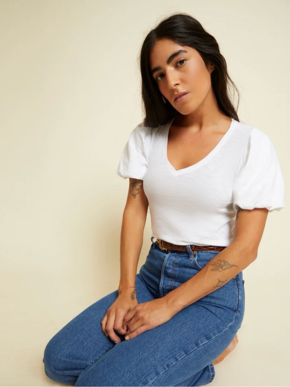 Nation LTD White Teva Relaxed Bubble Tee Short Sleeve minimalist casual cotton